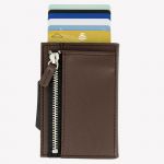 Ögon Cascade Zipper Wallet Titanium Dark Brown